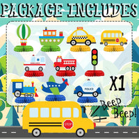 HaPiBiDesign transportation party decorations, 10 honeycomb table centerpieces - view 38