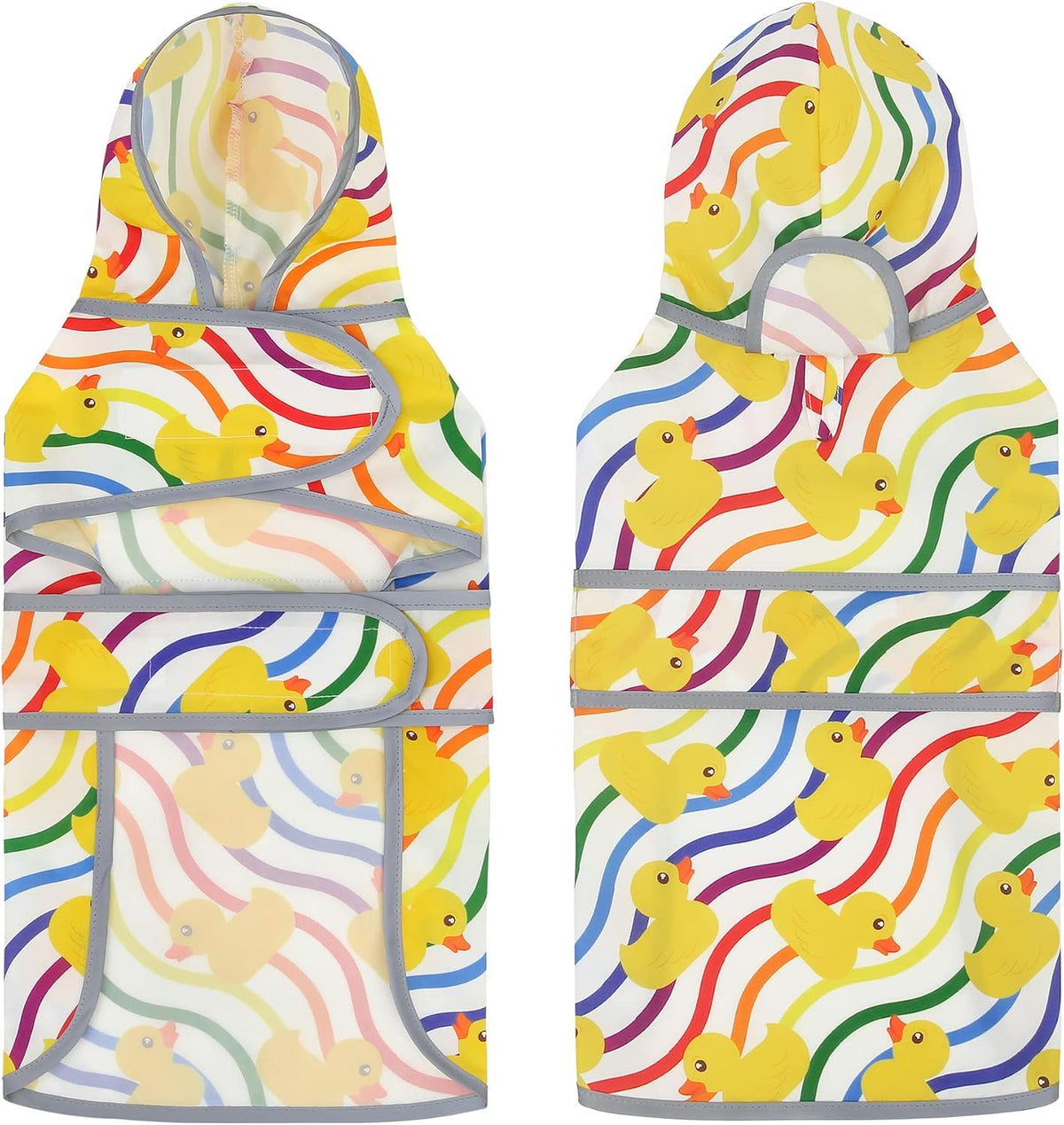 Dog Raincoat, Waterproof Dog Rain Jacket with Hood - Rainbow Ducks / Large - image 3
