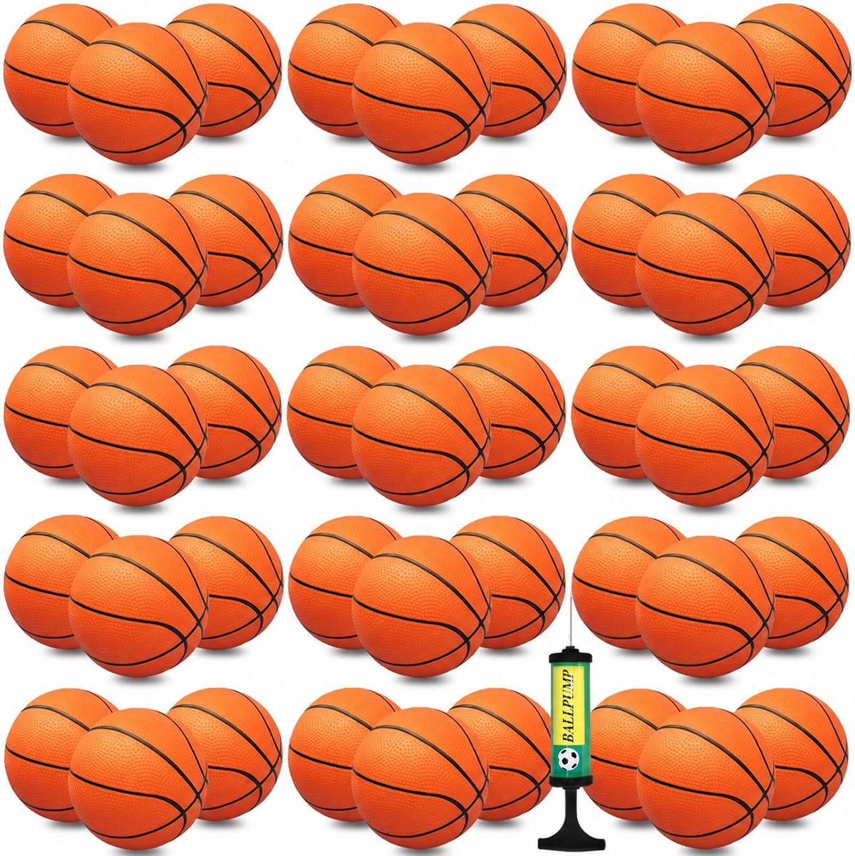 Oleitodh mini basketball set of 40 inflatable 6 inch PVC balls in mixed colors with hand pump - view 2