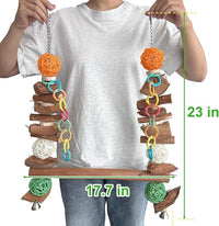 3-in-1 Parrot Toys Natural Coconut Fiber Parrot Hammock (Swing + Perch + Chew Toy) Natural Bird Perches for Medium Large Birds - 23" Bird Toys for Parrots Stand