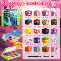 SSAWER 48 piece magnetic blocks travel set with colorful building cubes - view 20