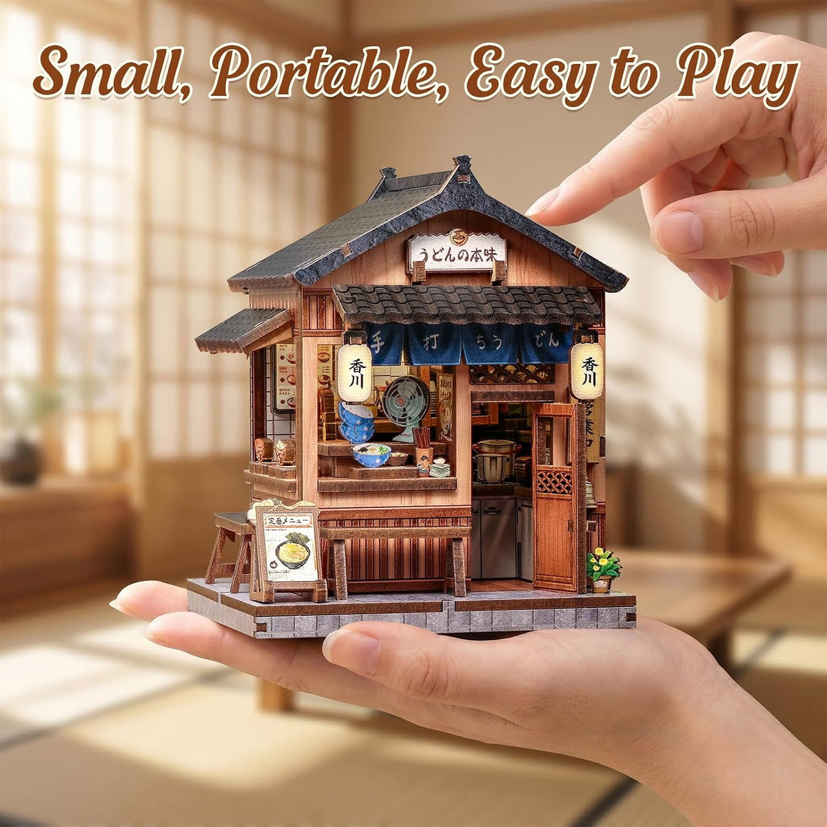 Owl Bookstore Book Nook Kit, 3D Wooden Puzzles with LED - Kagawa Udon House - image 3