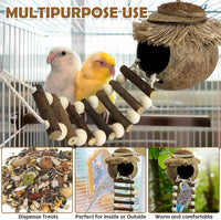 PINVNBY Coconut Bird Nest Hut with Ladder - Fruit wood ladder - image 3