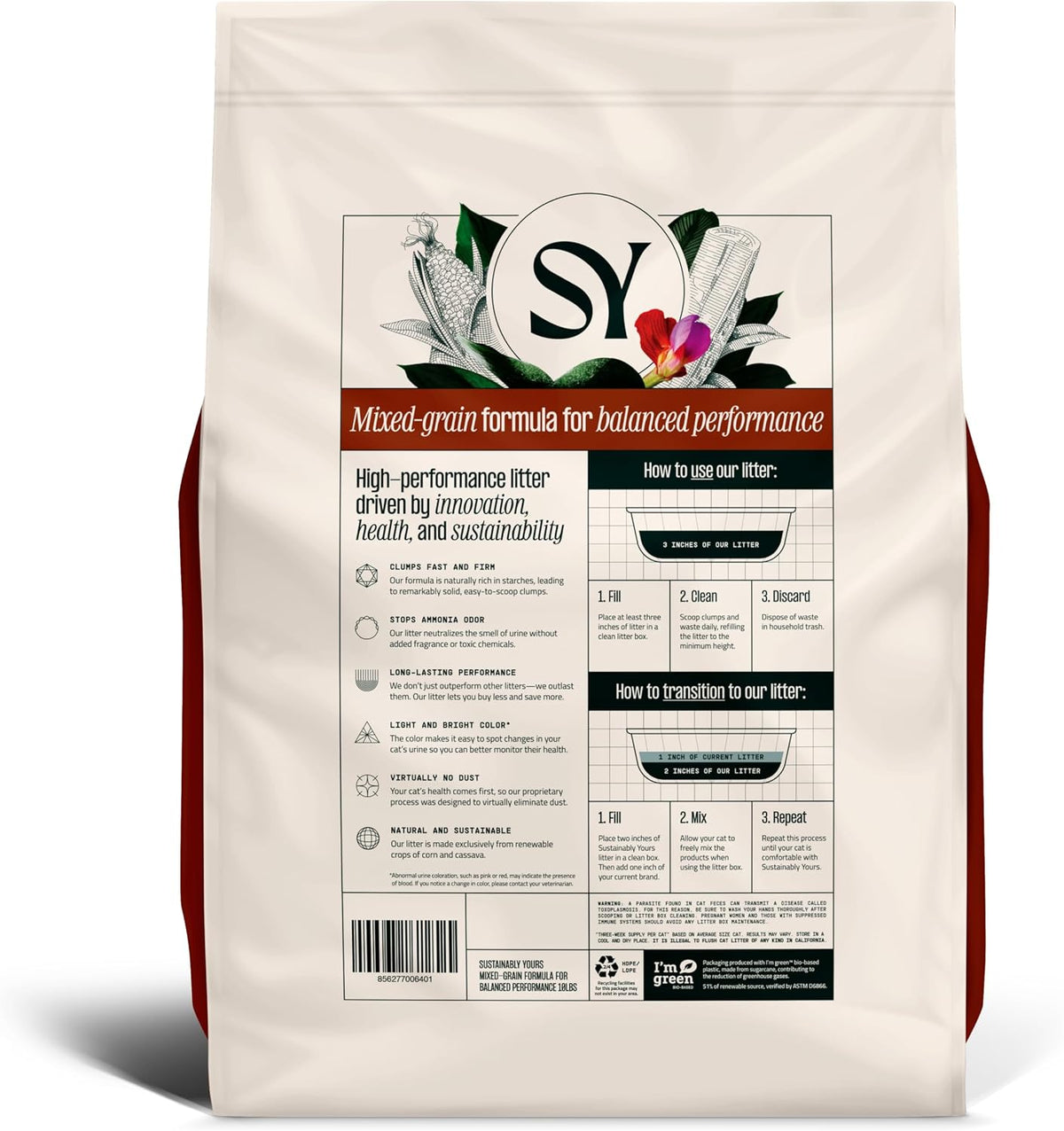 Sustainably Yours Natural Cat Litter, Small-Grain Formula - 10 lb / Mixed grains - image 3