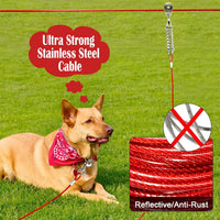 Dog Runner for Yard, Outdoor Dog Run - Red / 100FT+15FT - image 2