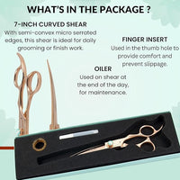 Kenchii Rose Dog Grooming Scissors, 7 Inch Curved Shears, Dog Scissors for Grooming, Ergonomic Design for Comfort and Precision, Heavy Duty, Durable and Sharp