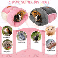 YUEPET Guinea Pig Bed Cuddle Cave, Warm Fleece Hideout - 2PCS(Grey+Pink) / 2PCS - image 2