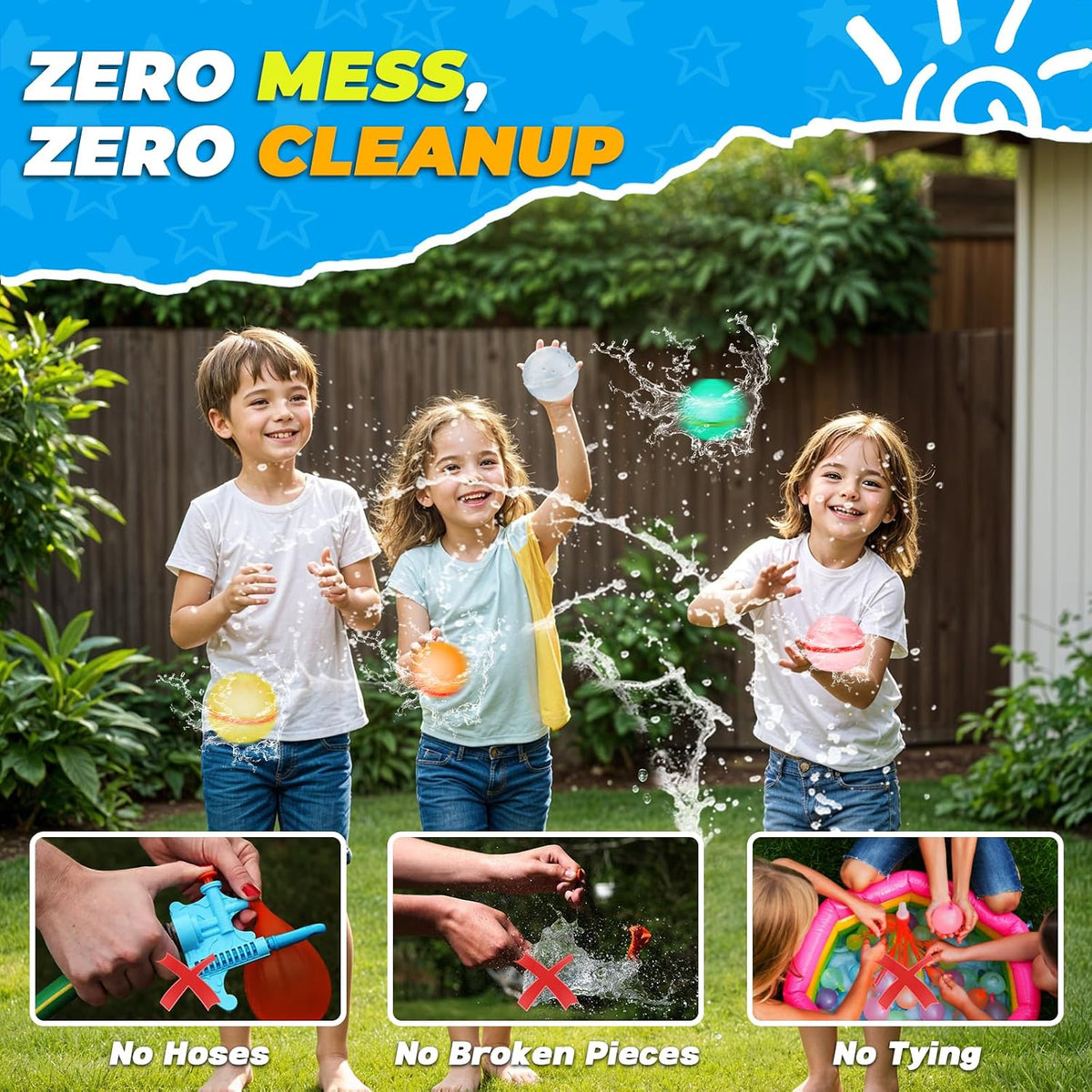 6 PCS Reusable Water Balloons - 12 Pcs - image 2