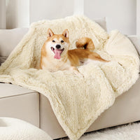 Bedsure Waterproof Dog Blankets for Large Dogs, Fluffy Faux Fur - Cream / L(40x50")