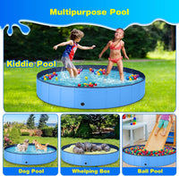 Jecoo Dog Pool for Large Dogs Kiddie Pool Hard Plastic Foldable Dog - Blue / L-55" x 12" - image 2