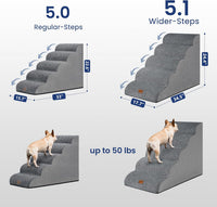 Dog Stairs for Small Dogs, 3-Step Pet Steps for Couch Sofa - Grey / 5.1 / 5-Step-Update (34.5"D x 17.7"W x 24.4"H) - image 2