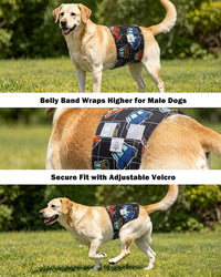 CuteBone Dog Belly Bands for Male Dogs Wraps Washable Doggie Diapers - Vintage Wheels / XL(21"-27") - image 4