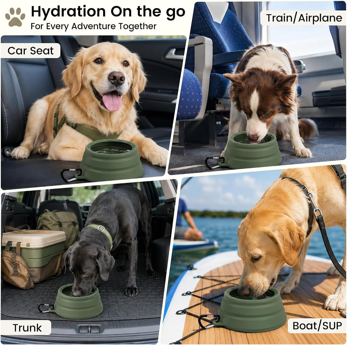 OHMO Spill Proof Collapsible Dog Bowl - 24oz / Camo Green - image 3