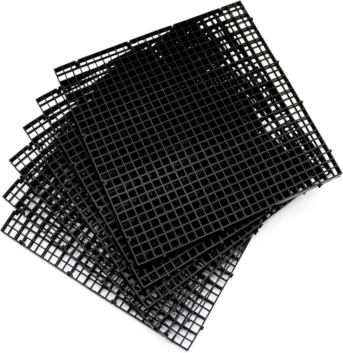 Aquarium Fish Tank Divider Plastic Egg Crate Filter Bottom Tray - L 6pcs Black
