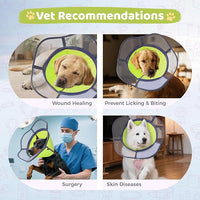 Soft Dog Cone Collar After Surgery Recovery,Adjustable E-Collar with Removable Shield,Lightweight,Breathable Anti-Licking Protective Cone for Large,Medium,Small Pets (Neon Green, M (Neck:12''-15''))