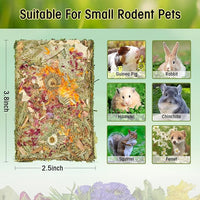 Abizoo Rabbit Natural Treats,10Pcs Timothy Hay Toys Chips Bunny chew Toys with Herbal Flowers Guinea Pig Treats for Hamster Chinchillas Gerbils Rats Small Animals Teeth Care Crisp Snacks