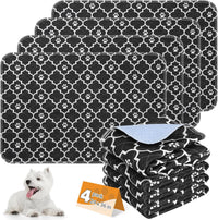 Washable Pee Pads for Dogs, Nonslip and Leak-Proof Dog Pee Pads - Clover Black / 24" x 36" (4 Pack)