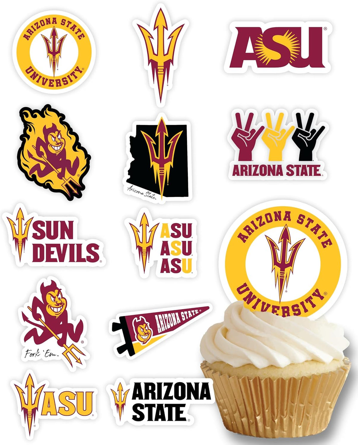 Ohio State Merch Cupcake Toppers & Decorations OSU Party Cake Decor - Arizona State Sun Devils