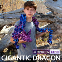 3D Printed Dragon 24 Inch - Red Blue / 47.5in - image 2