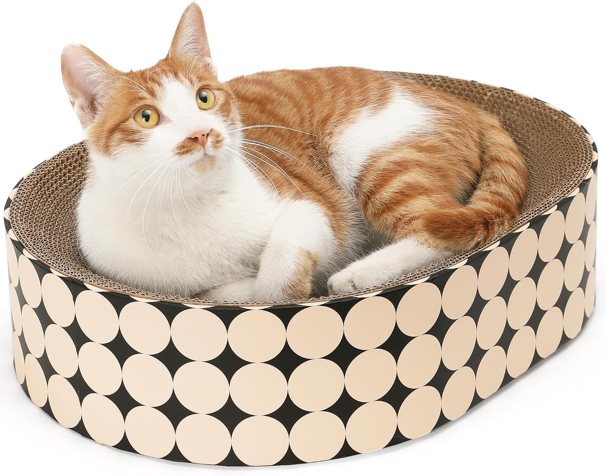 FUKUMARU Cardboard Cat Scratcher Bed - Polka Dot