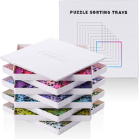 Tidyboss 8 Puzzle Sorting Trays with Lid 8" x 8" - White / 10"x10"