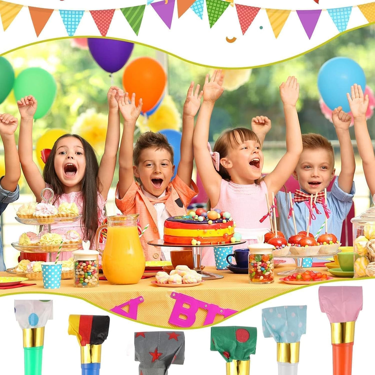 25 PCS Party Blower Blowouts Noisemakers Funny Blow Horns Colorful - 25 - image 2