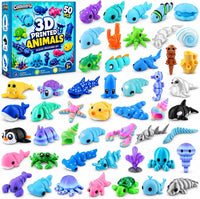 Celltestria 18PCS 3D Printed Skeleton Fidget Toys with Coffin Storage - 50Pcs 3D Ocean Animals