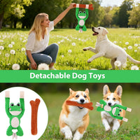 Squeaky Dog Toys for Large Dogs, Tough Tug of War Puppy Toy - Green Brown / Frog - image 3