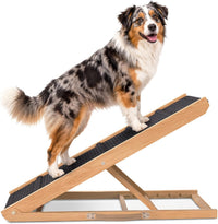 Adjustable Dog Ramp for Bed, Wooden Dog Ramp for Couch - Light Brown / 39" Long x 13.4" Walking Space