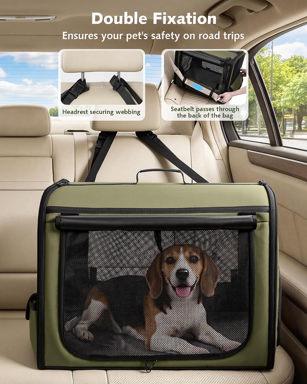 Dog Car Carrier Light Weight 24×17.7×20.5in - Green / 27.0"L x 20.5"W x 20.5"H - image 3