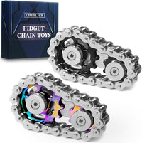Fidget Spinner Toy for Adults Metal Figette Bike Chain for Adult Men - Color+black