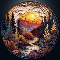 Masseruon 1000 piece round jigsaw puzzle with a sunset canyon image - view 3