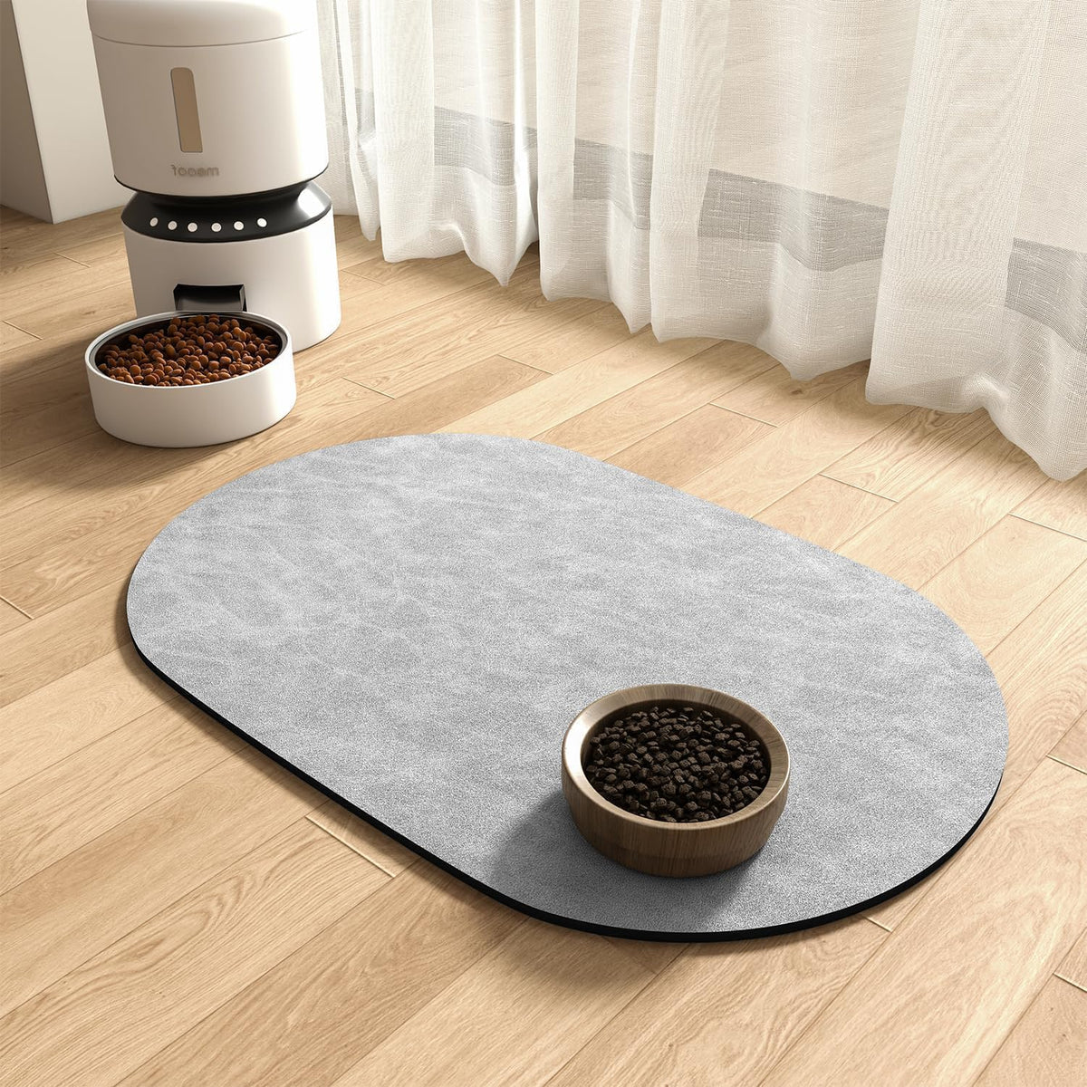 MontVoo Absorbent Dog Food Mat-Dog Mat for Food and Water Bowl - Lightgrey / 23"x34"