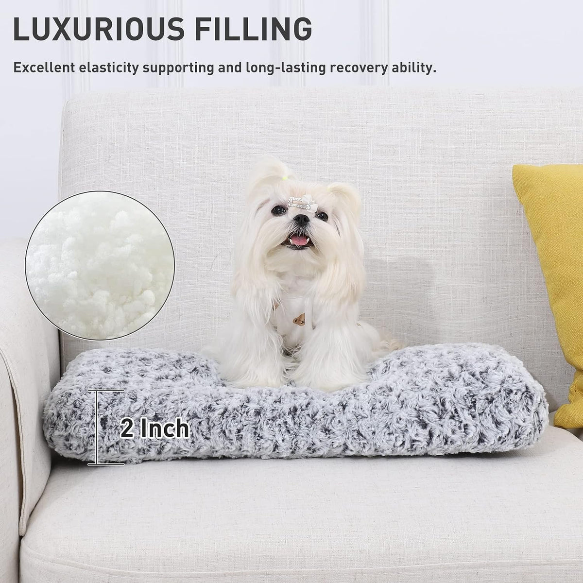 KSIIA Washable Dog Bed Medium Size Dog Crate Bed Plush Pet Mat - Grey / 17.0"L x 12.0"W x 2.0"Th - image 2