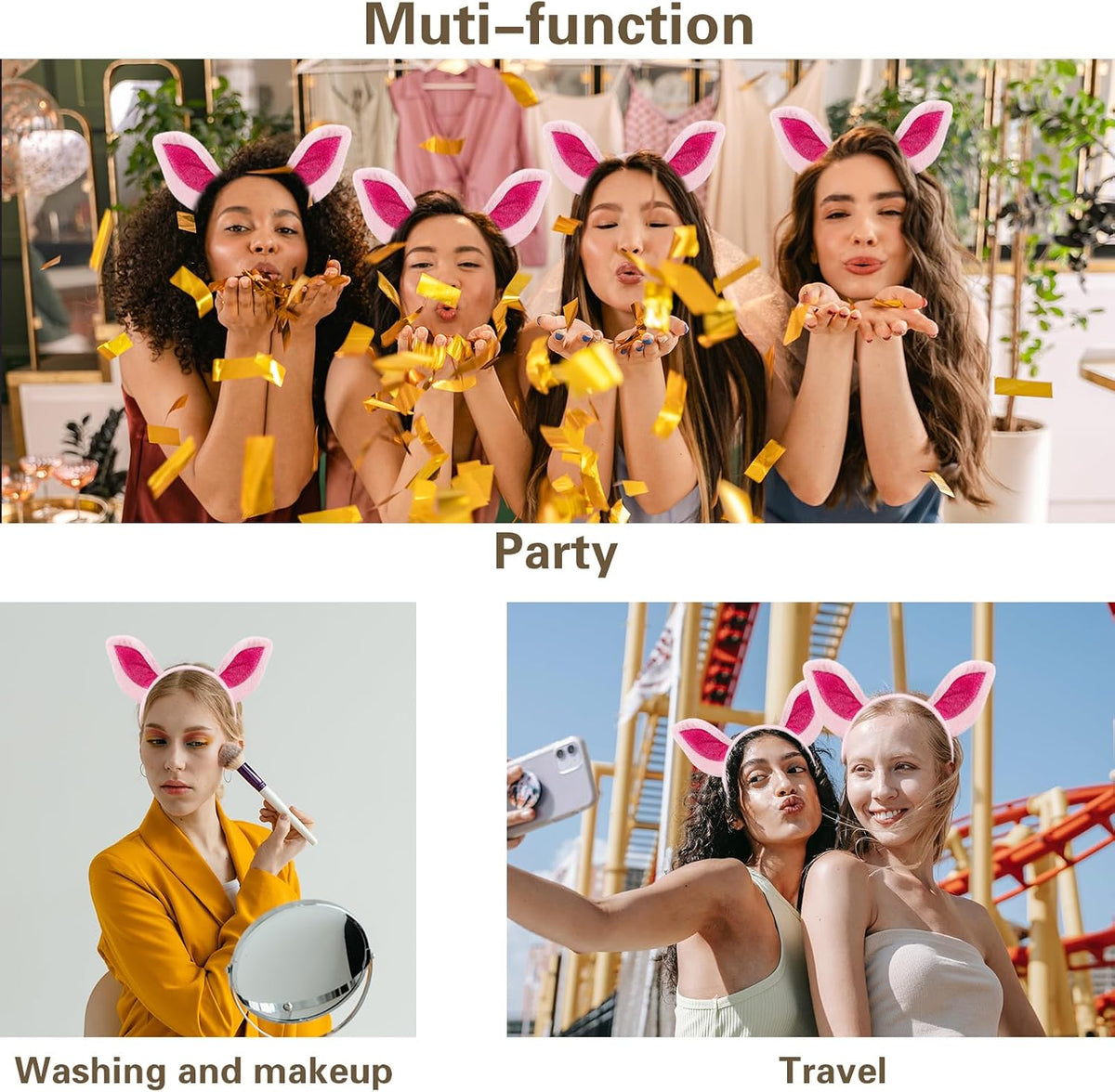 Beviliu Dog Ears Golden Movable - Pink Red / 1 Count (Pack of 2) - image 4
