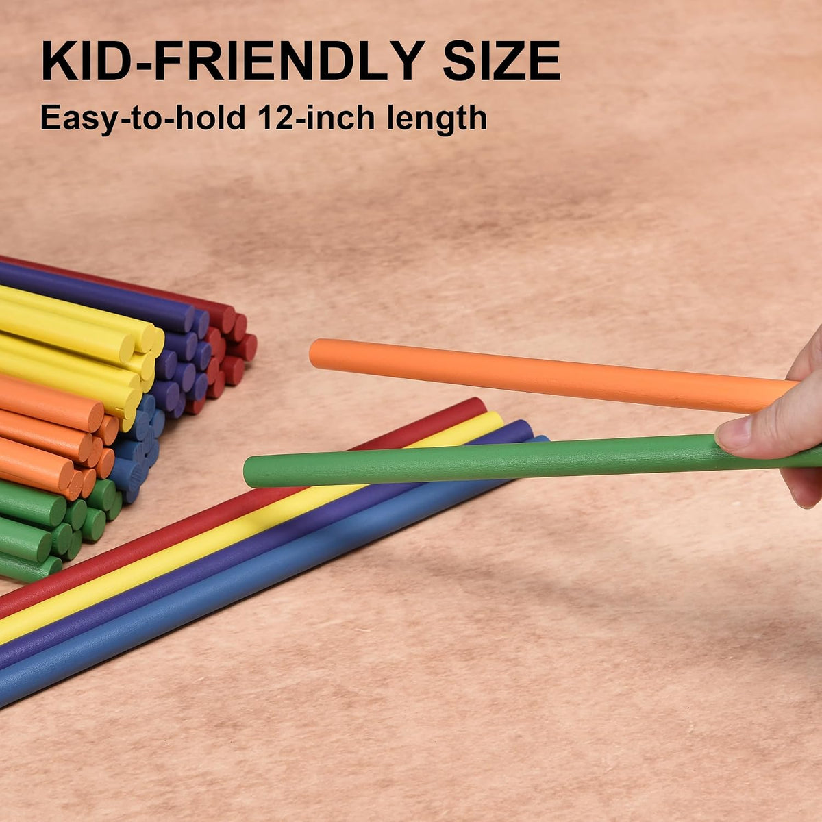DOMG 60 pack rhythm sticks for kids in six bright colors, 12 inch birch lummi sticks - view 7