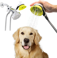 Dog Washing Hose Attachment for Shower and Garden Hose, Sprayer – Essentials for Dogs - Boosted Pressure, White Brush