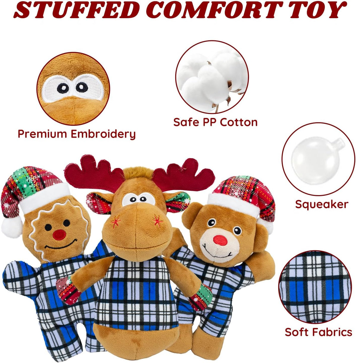 Squeaky Monkey Dog Toy for Large Dogs – Essentials for Dogs - Christmas 5 PACK - image 3