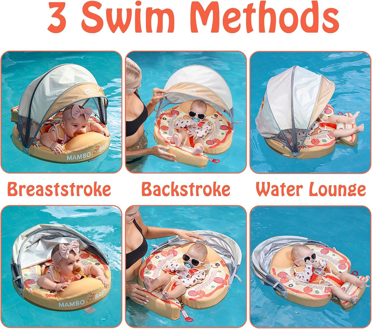 Mambobaby non-inflatable baby float with removable sun canopy and buoyant tail - view 30