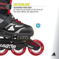 Rollerblade Microblade adjustable kids inline skate in black and red - view 8