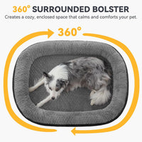 JOEJOY XL Orthopedic Dog Bed for Large Dogs, 360° Oval Bolster - Black / 42"l X 32"w X 7.5"th - image 3
