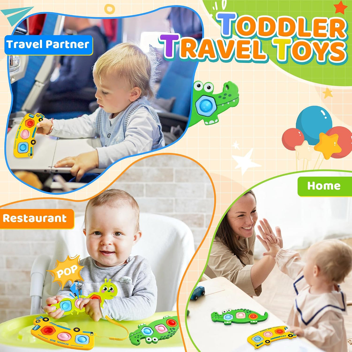 3PC Fidget Popper Sensory Toys Airplane Travel Activities - Style 2 - image 3