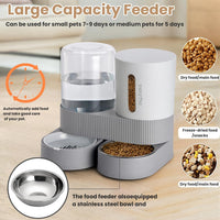 Automatic Cat Feeder Stainless Steel Water Dispenser Gravity Food - Grey - image 3