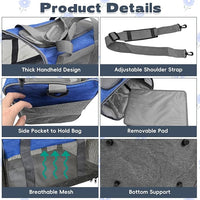 PINVNBY Bunny Carrier for Travel Camping Outdoor, Small Pet Carrier, Guinea Pig Carrier, Breathable Pet Portable Hand Bag for Hamster Bunny Guinea Pig (Blue & Gray)