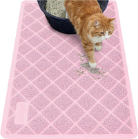 GORILLA GRIP Cat Litter Mat, Coiled Mesh Trapping Mats - Large (35" x 23") / Light Pink