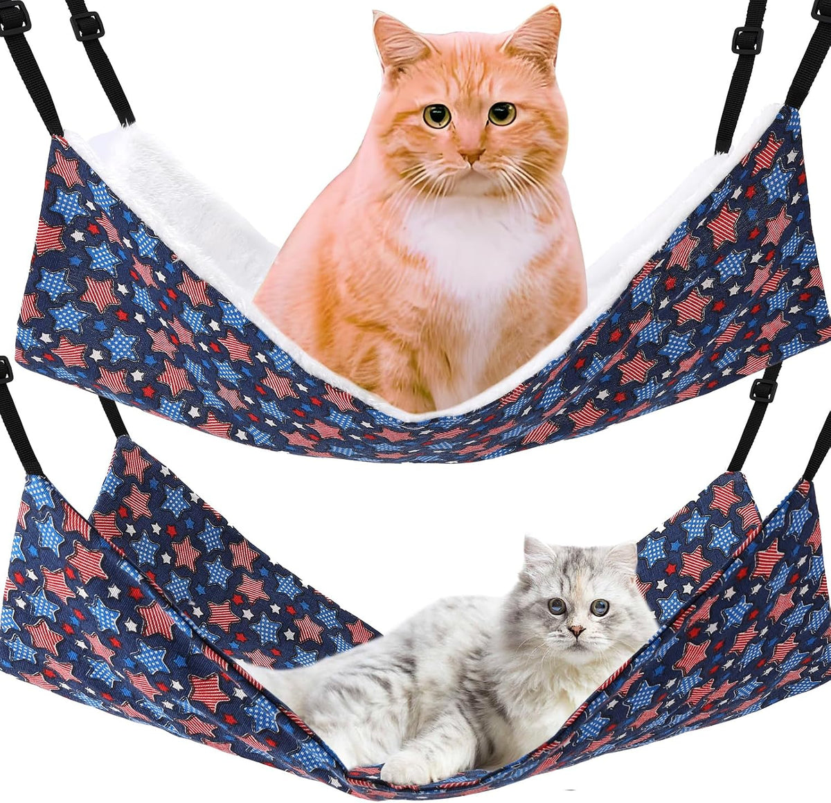 Cat Hammock for Cage Hanging Reversible 2Pack - Stars / M