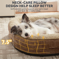 JOEJOY XL Orthopedic Dog Bed for Large Dogs, 360° Oval Bolster - Brown / 48"l X 35"w X 7.5"th - image 3