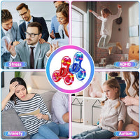 Fidget Spinner 2 Pack, Light up Sensory Fidget Toys Adults Kids 4-8-12, Kids - Red&blue - image 3