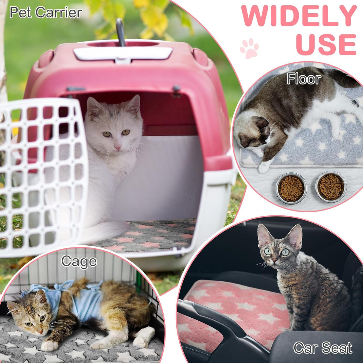 4 Pack Self Heating Cat Pad Self Warming Dog Mat, Heart - Stars / 24 x 35 Inches - image 4