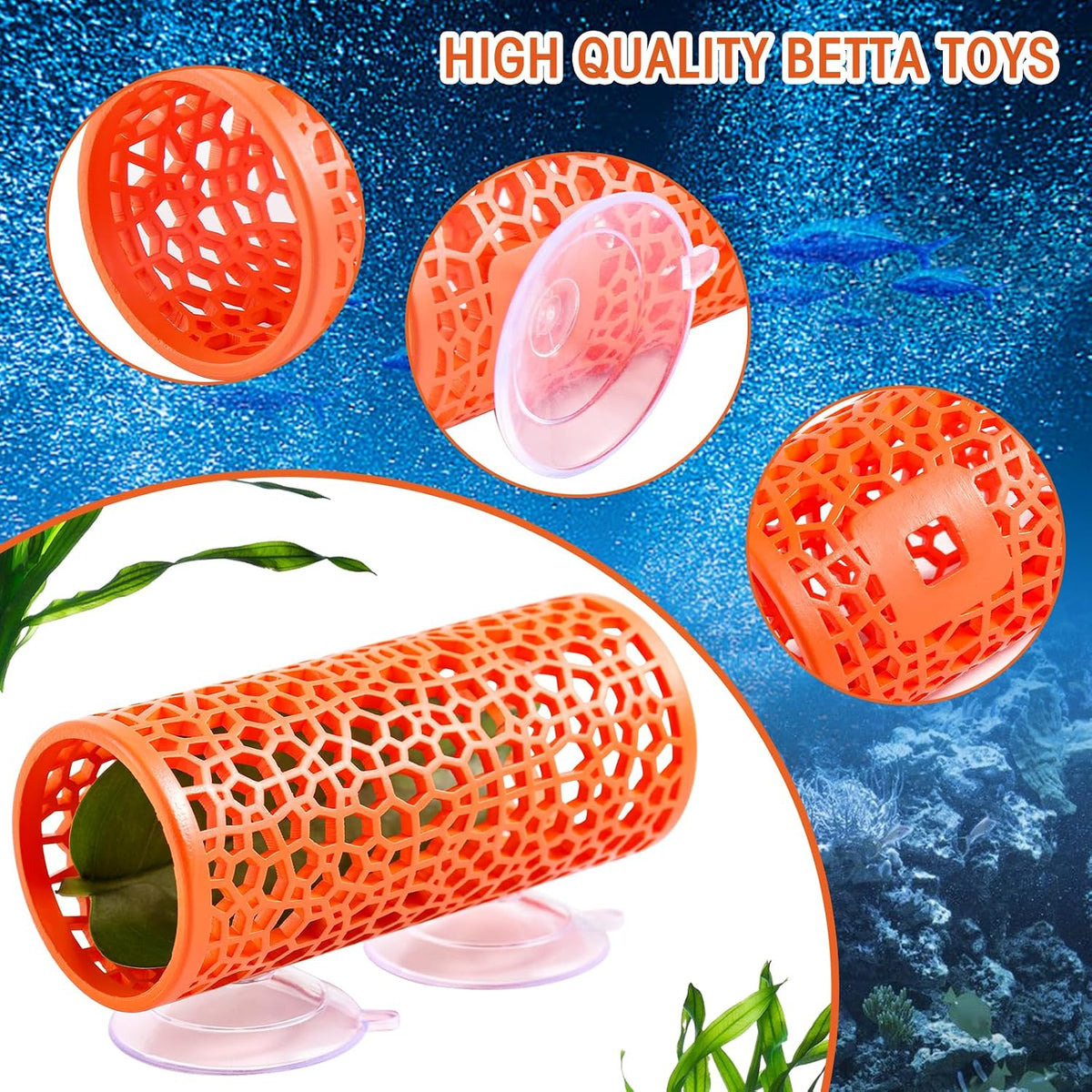 Abizoo Betta Fish Tunnel & Reptile Hide - Orange - image 3